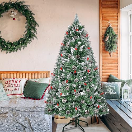 Froadp 210cm Künstlicher Weihnachtsbaum aus PVC, Kunst Tannenbaum mit 1100 Schnee-zweige und 76 Tannenzapfen, Abziehbar Christbaum, Schwer Entflammbar Tannenbaumständer für Weihnachten Deko Froadp 210cm Künstlicher Weihnachtsbaum aus PVC, Kunst Tannenbaum mit 1100 Schnee-zweige und 76 Tannenzapfen, Abziehbar Christbaum, Schwer Entflammbar Tannenbaumständer für Weihnachten Deko von Froadp