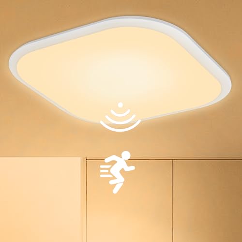 Froadp 24W LED Deckenleuchte mit Bewegungsmelder, Ultraslim Deckenlampe mit Radar Sensor, Jungen und Mädchen Zimmerlampe, Moderne LED Panel für Kindergarten Küche Schlafzimmer Balkon Flur (Warmweiß) von Froadp