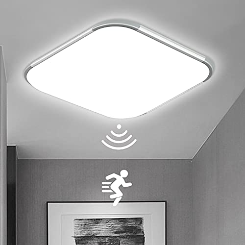 Froadp 24W LED Deckenleuchte mit Bewegungsmelder, Ultraslim Deckenlampe mit Radar Sensor, Jungen und Mädchen Zimmerlampe, Moderne LED Panel für Kindergarten Küche Schlafzimmer Balkon Flur (Kaltweiß) von Froadp