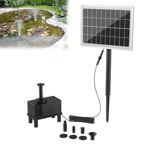 Froadp 2W Solar Teichpumpe Brunnenpumpe Solarpumpe Gartenbrunnen Miniteich Brunnen Mobile Wasserspiel Solarbrunnen Fontäne Pumpe Springbrunnen Brunnenpumpen für Gartenteiche Gartendeko (Type A) von Froadp