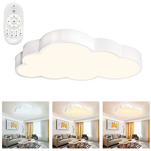 Froadp 48W Wolken Deckenleuchten für Kinder LED Ultradünne Dimmbar Leuchten mit Fernbedienung Jungen & Mädchen Cartoon Lampe 500×280×53mm Deckenlampe für Kindergarten Küche Schlafzimmer(Dimmbar) von Froadp