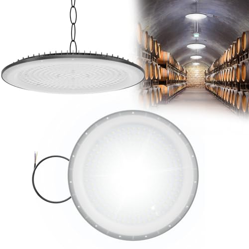 Froadp 500W UFO LED Industrielampe 18000LM Hallenstrahler Ultradünn Hallenbeleuchtung High Bay Light LED Werkstattlampe IP65 Wasserdichte Garagenlampe von Froadp