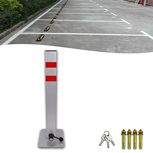 Froadp 60x6x6cm Klappbare Parkplatzsperre Eisen Parkpfosten Faltbare Parkplatzbügel mit Schlüssel & Reflexstreifen Robust Absperrpfosten Standfuß Sperrpfosten Set Barrierepfosten für Parken (1 Stück) von Froadp
