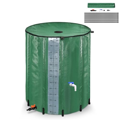 Froadp 750L Regentonne Faltbare Regenwassertonne Regenwasserfass PVC Wassertank für Gartenbewässerung Regenwassertank mit Hahn und Ablassventil Wasserspeicher zum Sammeln von Regenwasser, Grün von Froadp