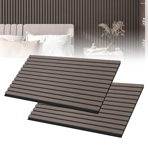 Froadp Akustikpaneele 2er Set Holz-Furnier Akustische Wandpaneele 120 x 60 cm Wandverkleidung Zuschneidbare Lamellenverkleidung Holz-Akustikplatten für Wohnzimmer Studio Büro, Braun von Froadp