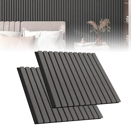Froadp Akustikpaneele 2er Set Holz-Furnier Akustische Wandpaneele 60 x 60 cm Wandverkleidung Zuschneidbare Lamellenverkleidung Holz-Akustikplatten für Wohnzimmer Studio Büro, Anthrazit Froadp Akustikpaneele 2er Set Holz-Furnier Akustische Wandpaneele 60 x 60 cm Wandverkleidung Zuschneidbare Lamellenverkleidung Holz-Akustikplatten für Wohnzimmer Studio Büro, Anthrazit von Froadp