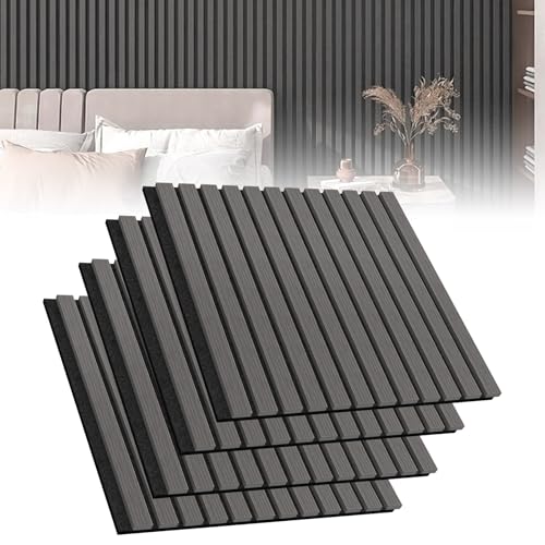 Froadp Akustikpaneele 4er Set Holz-Furnier Akustische Wandpaneele 60 x 60 cm Wandverkleidung Zuschneidbare Lamellenverkleidung Holz-Akustikplatten für Wohnzimmer Studio Büro, Anthrazit Froadp Akustikpaneele 4er Set Holz-Furnier Akustische Wandpaneele 60 x 60 cm Wandverkleidung Zuschneidbare Lamellenverkleidung Holz-Akustikplatten für Wohnzimmer Studio Büro, Anthrazit von Froadp