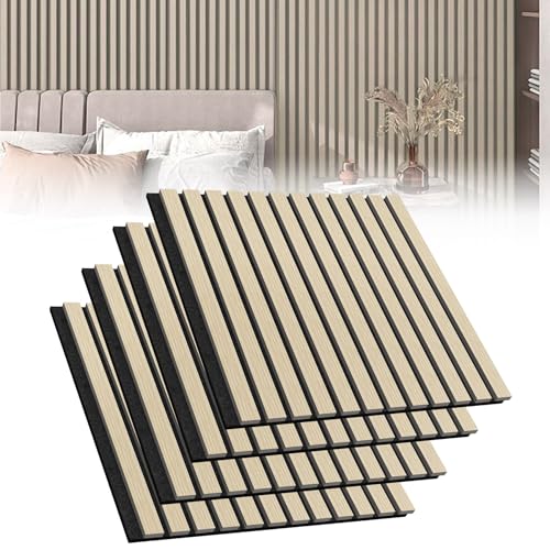 Froadp Akustikpaneele 4er Set Holz-Furnier Akustische Wandpaneele 60 x 60 cm Wandverkleidung Zuschneidbare Lamellenverkleidung Holz-Akustikplatten für Wohnzimmer Studio Büro, Holzfarbe Froadp Akustikpaneele 4er Set Holz-Furnier Akustische Wandpaneele 60 x 60 cm Wandverkleidung Zuschneidbare Lamellenverkleidung Holz-Akustikplatten für Wohnzimmer Studio Büro, Holzfarbe von Froadp