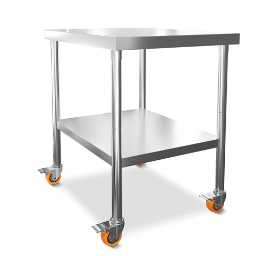 Froadp Arbeitstisch Edelstahl Küche 85x76x60cm Multifunktionale Edelstahltisch mit Rollen und Ablagefläche Küchentisch für Lebensmittelzubereitung Zubereitungstisch Gastronomietisch Grilltisch - XL von Froadp