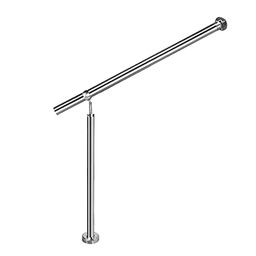 Froadp Eingangsgeländer in Edelstahl Geländer Wandhandläufe mit Kugelring Neigung und Höhe einstellbar Silber Treppengeländer für Drinnen und Draußen(Silber, 150x90cm) von Froadp