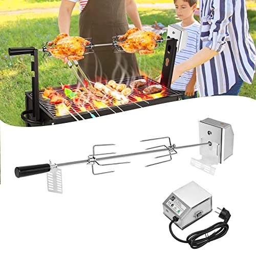 Froadp Elektrischer Drehspieß, 107cm Grillspieße mit Motor 220-240V, Hochwertiger Grillspieß Set mit 2 Fleischnadeln, Hähnchenbräter Rotisserie Kit, Edelstahl Drehspiess für BBQ Gasgrill von Froadp