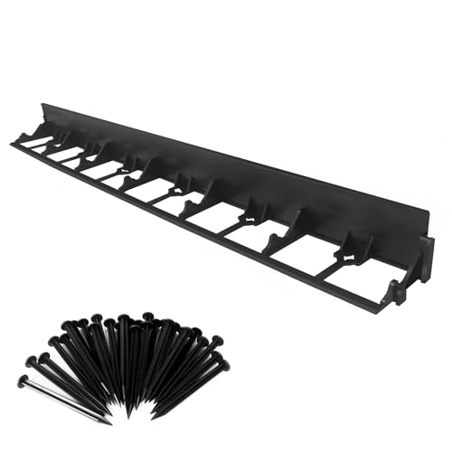 Froadp Flexible Rasenkante Kunststoff 12m Beeteinfassung mit 50 Erdanker Beetumrandung Pflasterkante Garten Palisaden Mähkante Gartenumrandung Blumenbeet Umrandung (Schwarz, 78mm Hoch) von Froadp