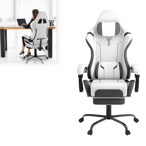 Froadp Gaming Stuhl Massage mit Fußstütze & Kopfstütze, Ergonomischer Gaming Chair mit Massage-Lendenkissen, Verstellbare Rückenlehne 90-135° - Schwarz & Weiß Froadp Gaming Stuhl Massage mit Fußstütze & Kopfstütze, Ergonomischer Gaming Chair mit Massage-Lendenkissen, Verstellbare Rückenlehne 90-135° - Schwarz & Weiß von Froadp