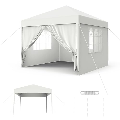 Froadp Garten Pavillon mit 4 Seitenwände 3x3 m Festzelt Wasserdicht Partyzelt Stahlkonstruktion Gartenpavillon Markisen Sonnenschutz Bierzelt für Garten Markt Hochzeit, Anthrazit von Froadp