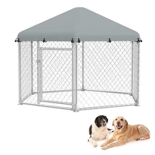 Froadp Hundezwinger Outdoor Hundekäfig mit Dach und Abschließbarer Tür 210x185x150cm Hundehütte aus 420D Oxford-Gewebe & Verzinkter Stahl UV- & Wasserdicht Hundehaus Tierlaufstall für Hunde von Froadp