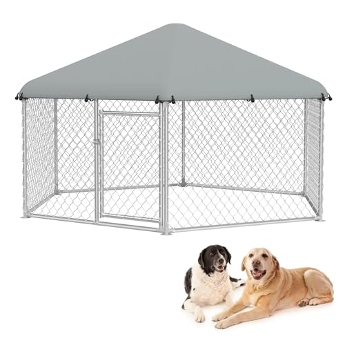Froadp Hundezwinger Outdoor Hundekäfig mit Dach und Abschließbarer Tür 280x250x165cm Hundehütte aus 420D Oxford-Gewebe & Verzinkter Stahl UV- & Wasserdicht Hundehaus Tierlaufstall für Hunde von Froadp