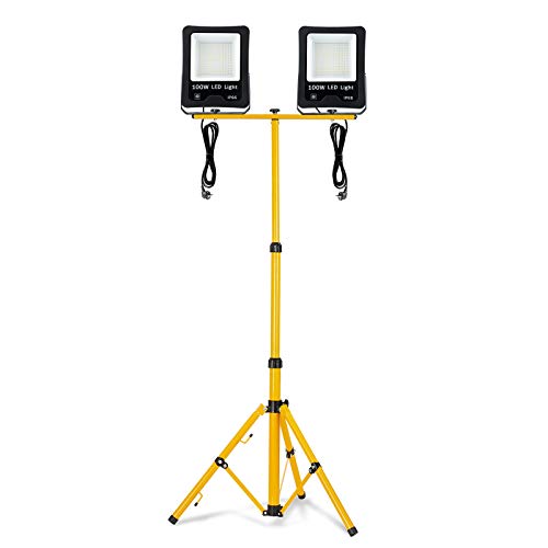 Froadp LED Baustrahler 2x100W Arbeitsstrahler LED Strahler mit Höhenverstellbar Tripod-Ständer IP66 Wasserdicht Fluter für Innen-und Außenbereich Baustelle Garage Garten Werkstatt (Kaltweiß) von Froadp