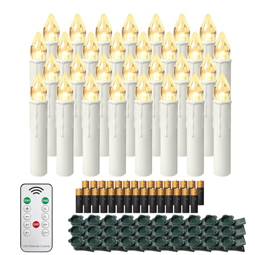 Froadp LED Kerzen mit Fernbedienung Timerfunktion und Batterie Flammenlose Weihnachtskerzen Kabellos Warmweiß LED Lichterkette IP44 Kerzenlichter für Weihnachtsbaum Hochzeit Partys (40 Stück) von Froadp