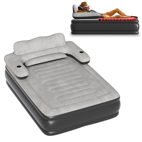 Froadp Luftmatratze Selbstaufblasend mit Kopfteil 195 x 146 x 82.5cm Luftbett für 2 Personen Aufblasbare Matratze mit Luftpumpe Gästebett Schwarz und Grau Froadp Luftmatratze Selbstaufblasend mit Kopfteil 195 x 146 x 82.5cm Luftbett für 2 Personen Aufblasbare Matratze mit Luftpumpe Gästebett Schwarz und Grau von Froadp