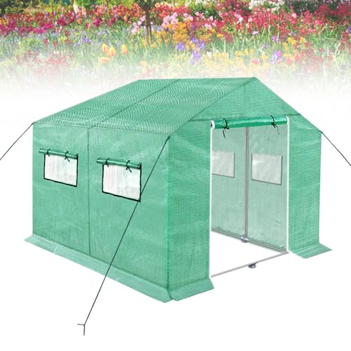 Froadp Outdoor Gewächshaus Tomatenhaus aus Kunststoff mit Abdeckungen Anti-UV Grünpflanzen Wachstumshaus mit Verzinkten Rohrregalen für Garten Aufzucht von Sämlingen Pflanzen Kultivieren (3mx2mx2m) von Froadp