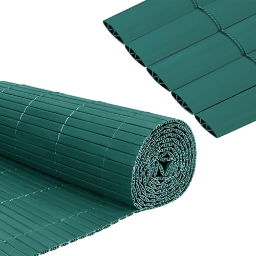 Froadp PVC Sichtschutzmatte Sichtschutzzaun Imitat Bambus mit Kabelbindern und W-Förmige Verstärkten Lamellen Wetterfest Balkon Sichtschutz Outdoor Gartensichtschutz Zaun 90x600cm (Grün) von Froadp
