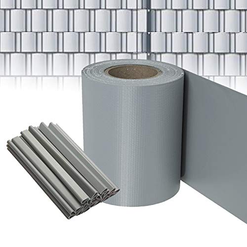 Froadp PVC Sichtschutzstreifen Zaun Sichtschutz Inkl. 80 Befestigungsclips für Einzel- und Doppelstabmatten Wetterfest und Windschutz Sichtschutzfolie für Gartenzaun Balkon (140M x 19CM, Hellgrau) von Froadp