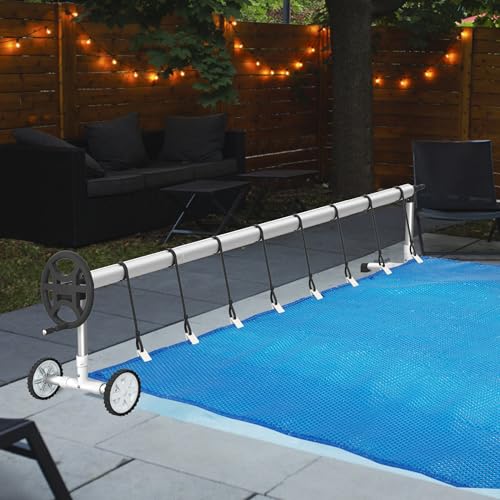 Froadp Pool Aufroller Aufrollvorrichtung 300-570cm Poolfolienaufroller aus Aluminium Aufrollsysteme Schwimmbadabdeckung Witterungsbeständiges Aufroller Poolabdeckung für Solarplane und Poolplanen von Froadp