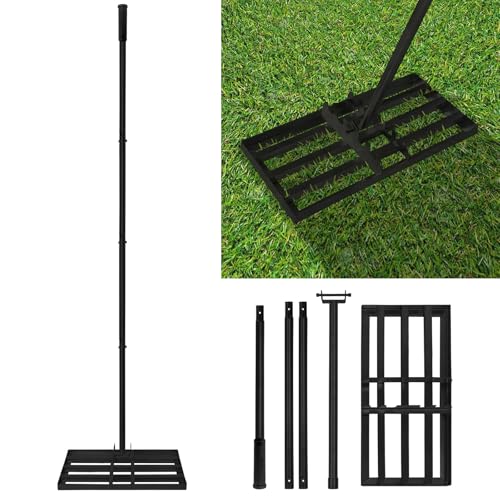 Froadp Rakel aus Metall Leveler Rasenrechen Golf Gartengras Levelingrake mit Rutschfestem Gummigriff Einstellbare Länge Levelawn Rake für Sanden Abziehen Perfekten Rasen (25x50cm Schwarz) von Froadp