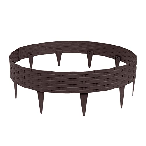 Froadp Rattan Optik Beeteinfassung Rasenkante Set, 100cm Beetumrandungen Kunststoff Rasenkantensteine, Plastik Rasenbegrenzung Beetzaun, Beetabgrenzung Garten Palisaden (10m=10 Stück, Braun) von Froadp