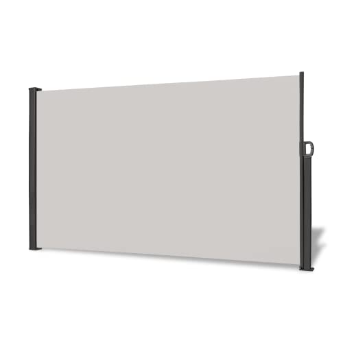 Froadp Seitenmarkise Ausziehbar aus Aluminium 180x300cm Sichtschutz Garten mit 100% Polyester und PU-Beschichtung Wasserdicht und Sonnenschutz Seitenrollo Markisen für Balkon Terrasse (Hellgrau) von Froadp