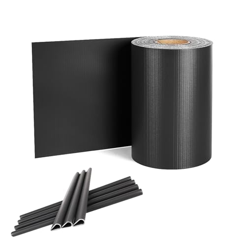 Froadp Sichtschutzstreifen PVC Doppelstabmatten Sichtschutzfolie mit Befestigungsclipse Sichtschutz Stabmattenzaun Windschutz Blickdicht Zaun für Gartenzaun Balkon(65m x 19cm, Anthrazit) von Froadp