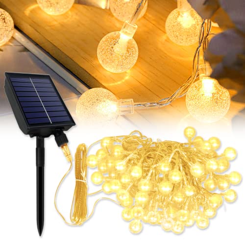 Froadp Solar LED Kristall Kugeln Lichterkette Weihnachtsbeleuchtung für Außen & Innen IP65 Wetterfest Weihnachtslichterkette Deko mit 8 Beleuchtungsmodi, Speicherfunktion, Fernbedienung (20m, 160LED) von Froadp