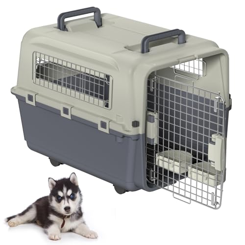 Froadp Transportbox für Haustiere Hund Katze Hundebox aus PP Kunststoff 67x51x58.5cm Katzentransportbox Hundetransportbox mit Rädern & Urinabstandshalter & Hängende Fressnäpfe Katzenbox Froadp Transportbox für Haustiere Hund Katze Hundebox aus PP Kunststoff 67x51x58.5cm Katzentransportbox Hundetransportbox mit Rädern & Urinabstandshalter & Hängende Fressnäpfe Katzenbox von Froadp