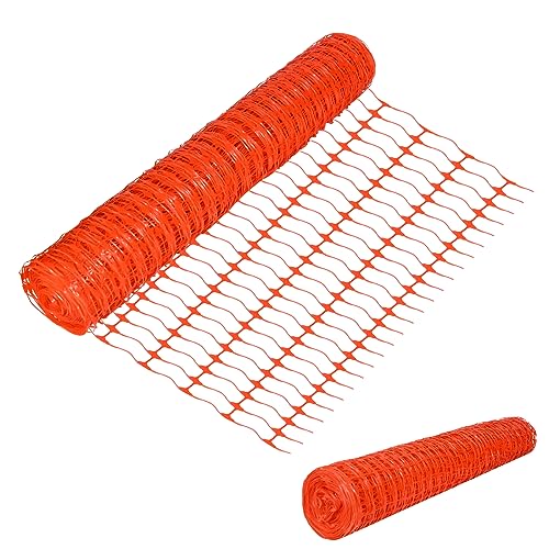Froadp Weidezaun 1 m x 50 m Hühnerzaun Absperrzaun Schutznetz aus Kunststoff Mobiler Zaun Multifunktionale Begrenzungszaun Warnnetz Schafzaun Hundezaun Geflügelnetz Bauzaun (Orange) von Froadp