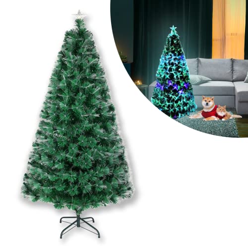 Froadp Weihnachtsbaum Künstlich mit Ständer Tannenbaum Künstlich Simulation Christbaum Künstlicher Weihnachtsbäume für die Innen- und Außendekoration (Bunt Tannennadeln mit LED-Faser, 210cm) von Froadp