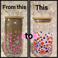 Farbwechsel-Bierdosenglas - Floating Hearts Iced Drink Glass Eiskaffeeglas Valentinstagsglas Eiswasserglas von FrogDogDesignsStore