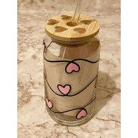 string Of Hearts Bierdosenglas - Soda Can Glass Valentinstag 16 Oz von FrogDogDesignsStore