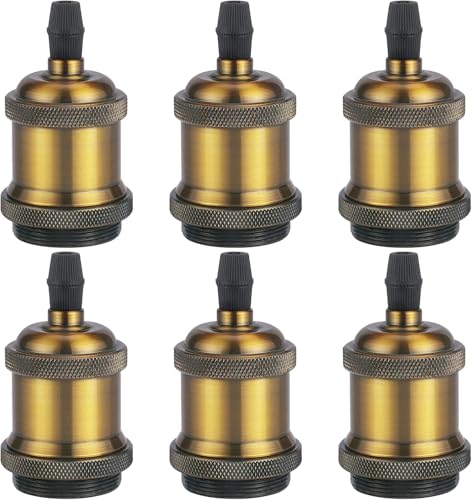 Frogetu E27 Vintage Lampenfassung mit Keramik Docht Zubehör, 6 Stücke Glühbirnen Fassung, Aluminium & Keramik Lampenhalter, Vintage Edison Lampenfassung für Deckenleuchten & DIY-Wandleuchte von Frogetu