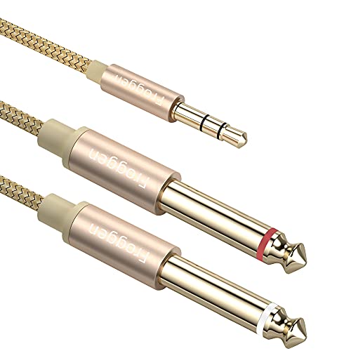 3.5mm Klinke auf Dual 6.35mm Mono Y Audio Splitter Kabel, Nylon Geflochten Digital Interface Instrument Kabel Mit Aufbewahrungsbox für Mixer, Gitarre, Mikrofon Verstärker, Audiorecorder, Laptop von Froggen