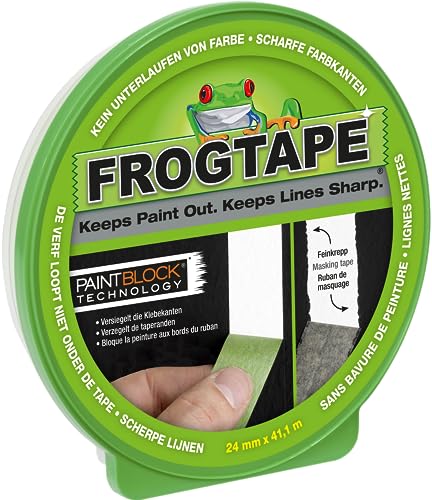 Frog Tape 631-00 FrogTape Abklebeband – Malerkreppband mit Paint-Block Technologie – Kreppband für saubere Kanten beim Streichen & Lackieren – 24mm x 41m, grün von FROGTAPE