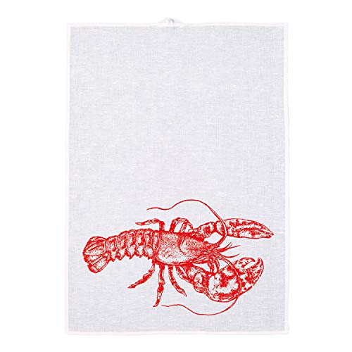 Frohstoff - Geschirrtuch, Trockentuch, Küchentuch - Hummer, Lobster - rot - Baumwolle/Leinen - 50×70 cm von Frohstoff