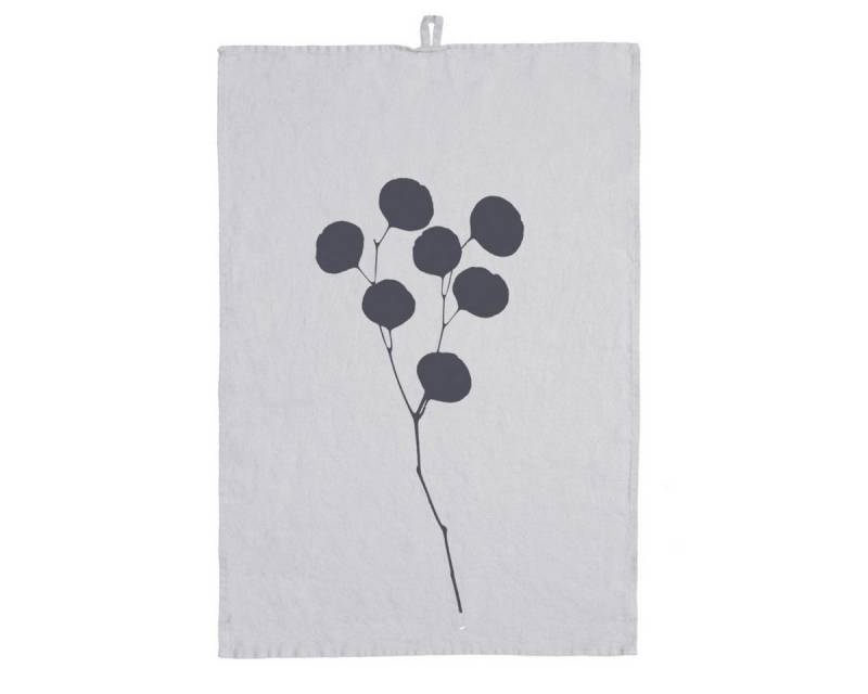 Frohstoff Geschirrtuch Geschirrtuch Leinen - Eukalyptus, grau von Frohstoff