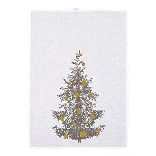 Frohstoff - Geschirrtuch Trockentuch Küchentuch - Tanne Tannenbaum - Grau/Gold - 50 x 70cm von Frohstoff