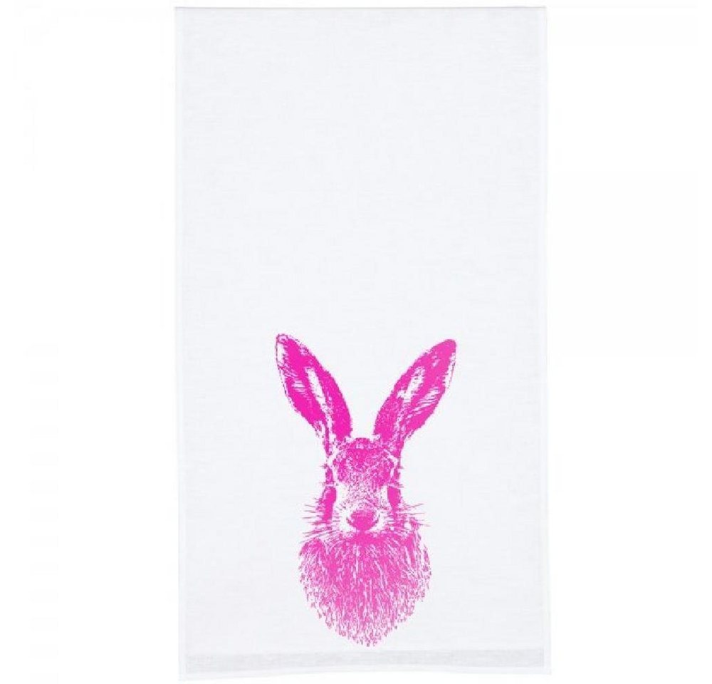 Frohstoff Osterhase Tischläufer Weiß Feldhase Neonpink von Frohstoff