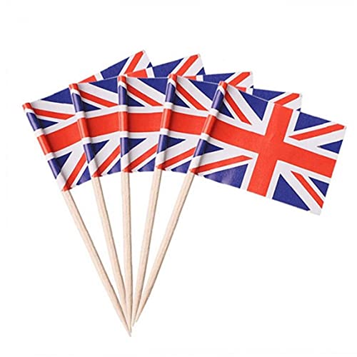 100 Pc-Lebensmittel Flaggen Käse Marker Britische Flagge Zahnstocher Cupcake Zahnstocher Für Partei-Stick Kuchen Obst Speisen Sticks von Froiny