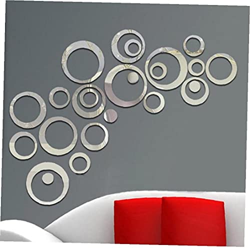 24x / Set 3d Kreise Spiegel-wand-aufkleber Dekoration Für Hintergrund Schlafzimmertür Gefrierschrank Home Decor Acryl Dekoration von Froiny