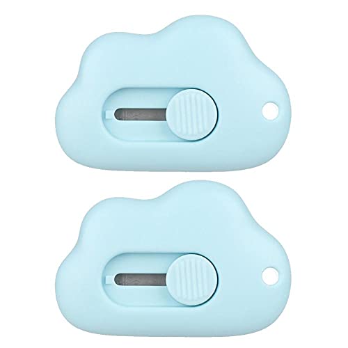 Froiny 2pcs Mini Cloud Utility Knife Automatic 9mm Steel Blade Paper Cutter Opener for Letter Box Wrapping Cutting School, Blue Froiny 2pcs Mini Cloud Utility Knife Automatic 9mm Steel Blade Paper Cutter Opener for Letter Box Wrapping Cutting School, Blue von Froiny