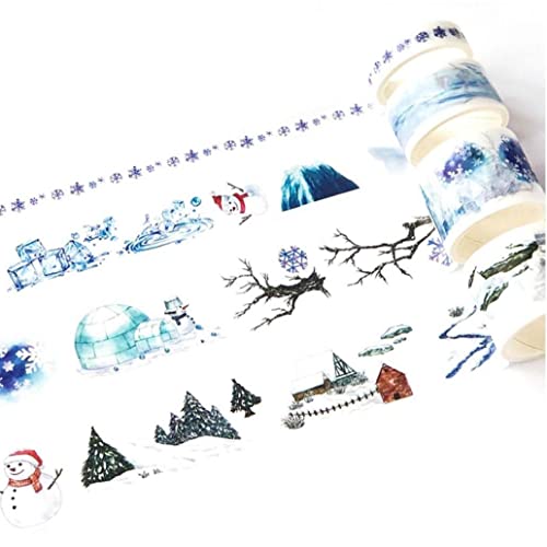 Froiny 4 Rolls Schneemann Winter Scape Masking Washi Tape Scrapbooking Dekoratives Band Tagebuch Notebook-Album-Dekoration von Froiny