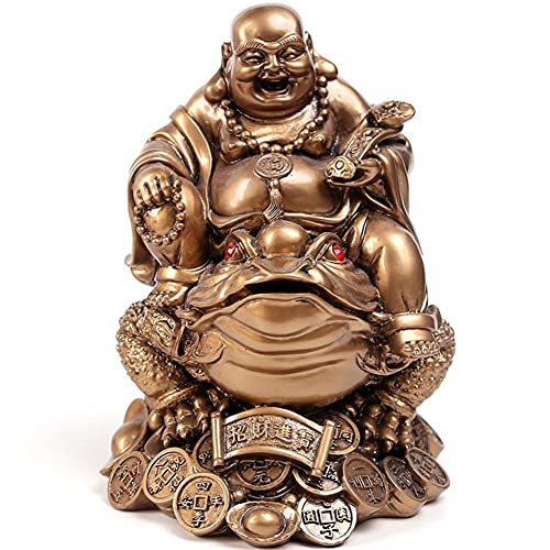 Froiny Buddha-Statue Lachend Maitreya Sitzt Auf Glücklichen Münzen Feng Shui Ornament Home Office Tischtischdekoration von Froiny