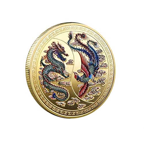 Froiny Chinesischer Glücklicher Drache Und Phoenix Gedenkmünze Traditionelle Gold Glücksmünzen Feng Shui Glück Münzen Kunst Sammlergeschenk von Froiny